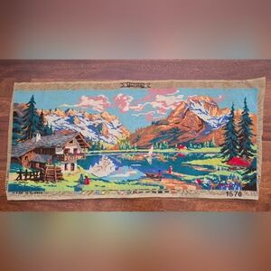 Vintage European Scenic Mountain Tapestry - Multicolor